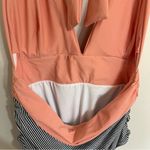 Cupshe Women’s‎  Peach Black White Stripe One-piece Swimsuit Size Large NEW Photo 7