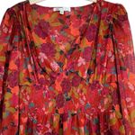 DR2 Daniel Rainn Mesh Floral Babydoll Top Sz. XS Orange Red Peplum Smocked Y2K Photo 2