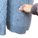 POL Chunky Cable Knit Cardigan Sweater Soft Plush Button Front Womens Small Gray Photo 7