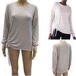 Nine West  Long Sleeve Side Ruched Drop Shoulder Lavender Striped Soft Top XS Photo 1