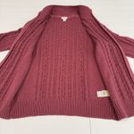 LL Bean Pink Double L Mixed Cable Full Zip Mock Neck Cotton Sweater Size LARGE Photo 4