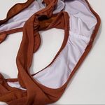 Cupshe  rust bikini bottom, mock surplice front with ruffle, size S, NWOT Photo 5