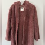 PINK - Victoria's Secret PINK Hooded Teddy Jacket Cardigan Sweater Fuzzy Sherpa Mauve Purple Size M L Photo 2