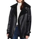 Avec Les Filles Black Shearling Moto Jacket Photo 0