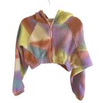 Urban Outfitters Out From Under Rainbow Tie Dye Sherpa Cropped Zip Hoodie XS NWT Photo 4