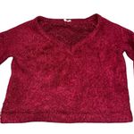 Anthropologie Moth Burgundy Fuzzy Eyelash V Neck Bell Sleeve Sweater size XL Photo 5