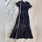 Self Portrait Black Cut Out Lace Layered Midi Dress Size 0 Photo 9