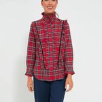 Tuckernuck  Red Plaid‎ Royal Stewart Tartan Ruffle Reagan Button Size XXL Photo 4