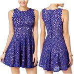 Jodi Kristopher  Lace Fit & Flare Mini Dress Small Blue Coquette Retro Cocktail Photo 1