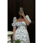 House Of CB  Felizia Puff Sleeve Sundress in Blue Print Size X-Small Plus Cup Photo 1