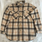 Unbranded Fleece Shacket Womens Medium Gold Plaid Warm Pockets Outdoors Unlined‎ Photo 0