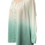 J. Jill Women's Ombre Long Sleeve Scoop Neck Linen Blend Button Up Blouse Size L Green Size L Photo 1