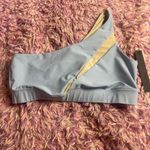 Carbon38 Blocked Mesh One Shoulder Bra In Pale Blue/nude Blue Size L Photo 2
