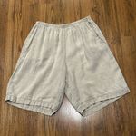 Flax  Shorts Womens Small Beige Linen Minimalist Boho Lagenlook Bermuda Relaxed Photo 0