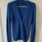 Everly for Francesca’s Cobalt Blue Long Sleeve Sweater Wool Blend Cardigan Small Photo 2