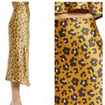 4SI3NNA Quinn Medium Gold Orange Black Animal Print Satin Midi Skirt Photo 4