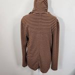 Isaac Mizrahi Brown Stripe Button-Up Hoodie Size Small Striped Preppy Hoodie Photo 4