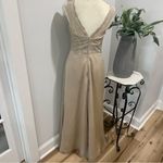 Vintage Jim Hjelm Champaign Long Satin and Lace Occasions Dress Gown Wedding Tan Size 6 Photo 3