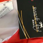Beach Joy  Size Medium Red Bikini Bottom With Silver Ring. New with Tags. Photo 2