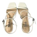 SheIn White Faux Leather Square Open Toe Strappy Heels Photo 3