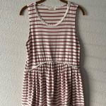 Prómesa Pink & Cream Striped Peplum Top With Lace Detailing Photo 1