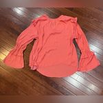 A New Day long ruffle bell sleeve vneck pink salmon top size large Photo 3