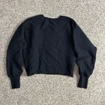 Good American Black Ribbed Crewneck Sweater Relaxed Fit Size 3 Large Stretch Photo 3