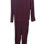 Monrow NWT Burgundy Long Sleeve Jumpsuit Women’s Size XS Rayon Made in USA Red Photo 1