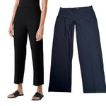 Eileen Fisher BLACK STRAIGHT WASHABLE CREPE TROUSER PANTS LARGE EUC $198 Photo 2