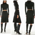 Aritzia Wilfred Reyna High Rise Crepe Midi Skirt Flared Zipper Black Size 0 Photo 1