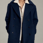 Anthropologie NWT  Maeve double breasted wool blend coat in navy blue Photo 0