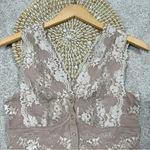 Gimmicks by BKE  Floral Mesh Lace Tank Top Cream Valentine Cottagecore Size XS Photo 4