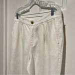 Lands' End High Rise Wide Leg Linen Pleated Neutral White Size 14 Pants 537648 Photo 3