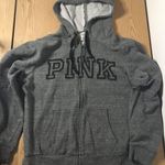 PINK - Victoria's Secret Womens  Gray Black Zip-Up Hoodie Stretchy Size Large Photo 0