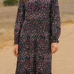 Y.A.S Yasmalone Oversized Floral Long Sleeve Maxi Dress Boho 7/8 Sz Small Black Photo 0