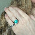 Boutique “Dixie” Southwestern Blue Turquoise Silver Ring 6.5 Cowgirl Maximalist Photo 10