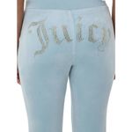 Juicy Couture Y2K OG Bling Logo Velour Track Pants Pastel Turquoise Size XL Photo 4