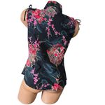 Angie  Floral Sleeveless Button Up Shirt Top  L Oriental Fairycore Whimsigoth Photo 4