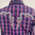Ariat Fitted Plaid Button-Up Shirt with Embroidery Sz L Photo 2