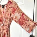 STELLA & JULIE NWT Floral Faux Wrap Midi Dress Belted Size 8 Pink Photo 3