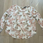 Rose + Olive Women’s Pink and Green Floral Blouse Sz L Photo 0