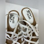 Mudd Y2K Vintage White and Brown Strappy Summer Block Casual Boho Heels Size 8M Photo 2