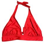 NWT J.Crew Halter Tie Bikini Top Small Red Lined Beach Swim Classic Ocean UPF Photo 0