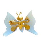 Vintage Delicate Mother of Pearl Butterfly Brooch Pin White Photo 1