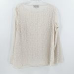 Ann Taylor LOFT Cream Embroidered Long Sleeve Pullover Sheer Top Size Large Photo 1