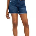Tinseltown Juniors' Distressed Denim Relaxed Mom Shorts in Blue Size 1 Photo 0