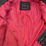 Black Faux Leather Jacket with Pink Lining Size L Photo 10