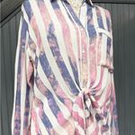 The Nu Vintage Striped Button Down Shirtdress, Astronaut Rose Graphic Back, Sz M Pink Size M Photo 7