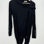 Lauren Moshi Beverly Hills Black Horse Boho Button Front Hoodie Shirt Small Photo 0