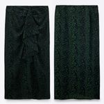 ZARA  Animal Print Black and Green Midi Skirt, Color Black/ Green, Size S, NWT Photo 2